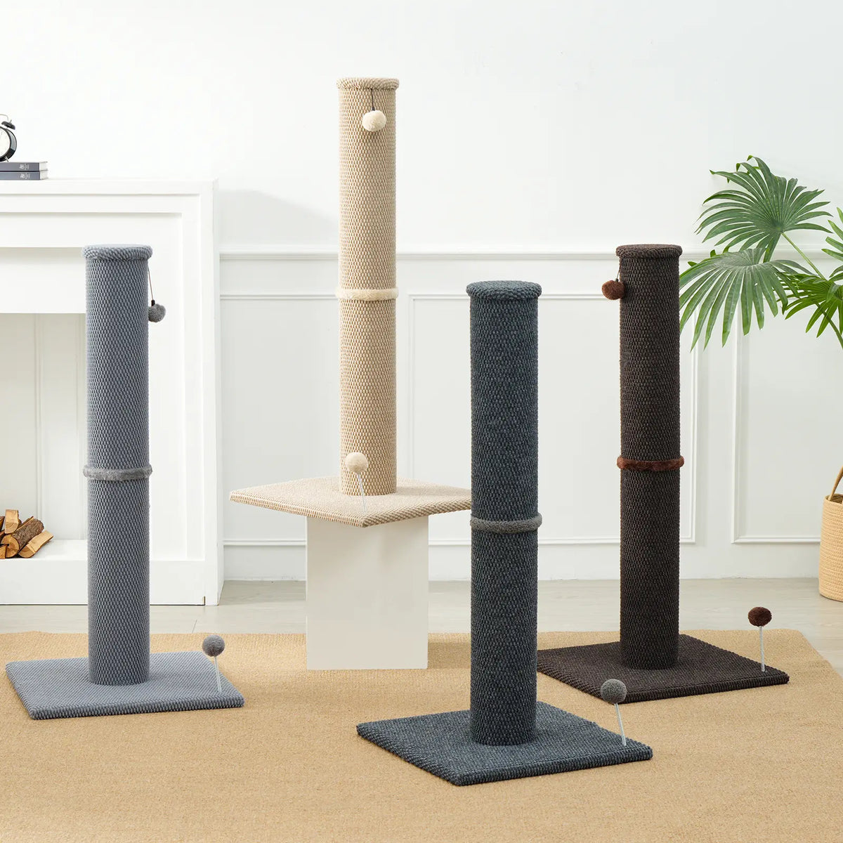 Made4Pets Indoor Cat Sisal Scratching Post - 41.73" Height, Sturdy Base, Replaceable Spring Toy, Compact Design for Nail Health