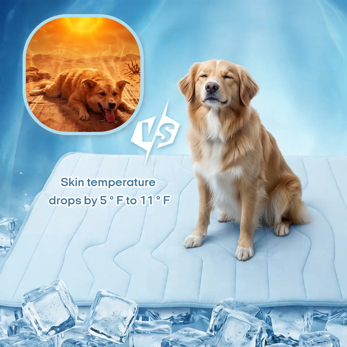 Vagascape Eco-Friendly Cooling Pet Mat for Large Dogs - Portable, Washable, and Durable Dog Bed for Camping and Outdoor Use