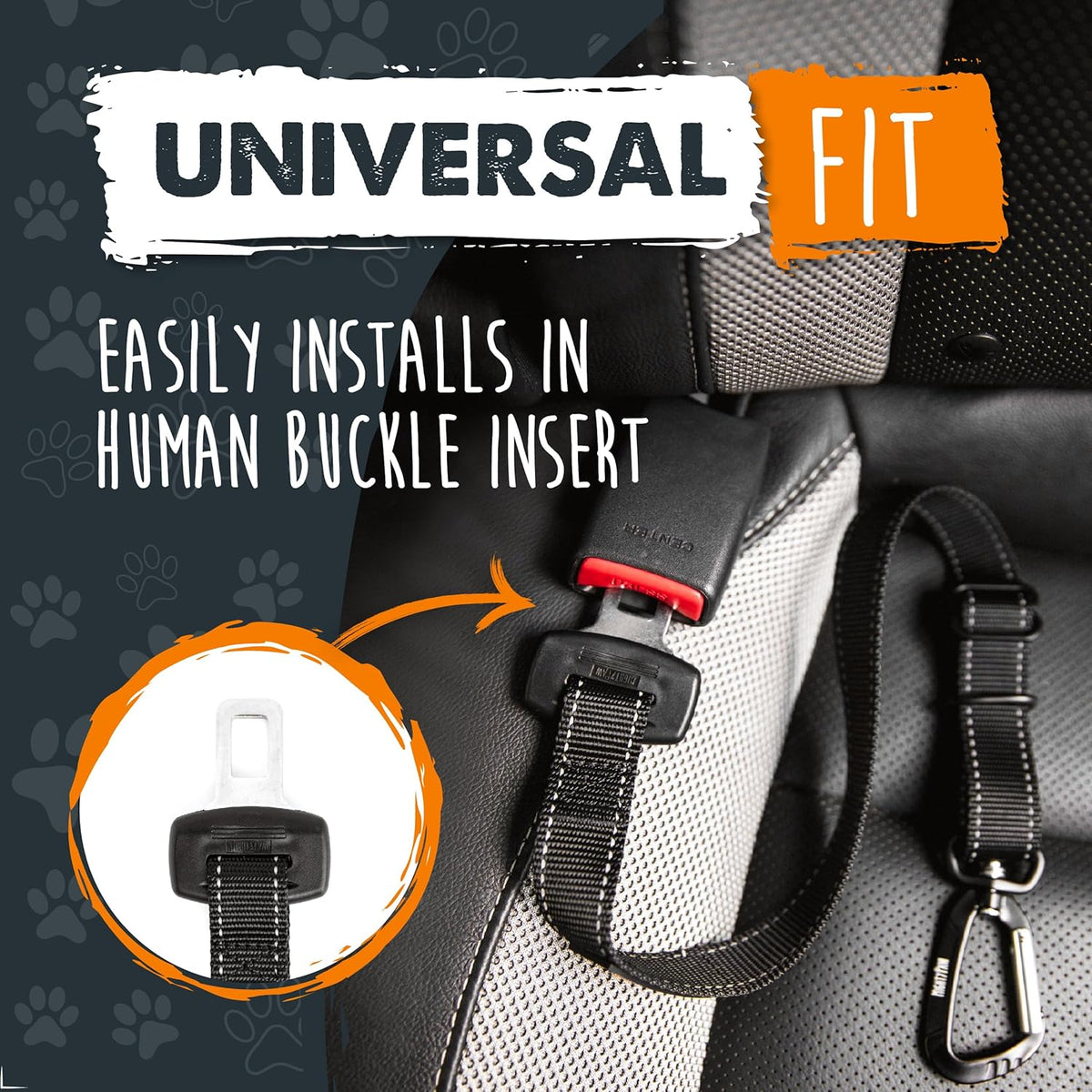 Dog Car Seat Belt | Universal Pet Safety Restraint, Crafted from Human-Grade Seatbelt Material with All-Metal Hardware and Adjustable Length. Exceeds Safety Standards for Optimal Canine Security (Black)