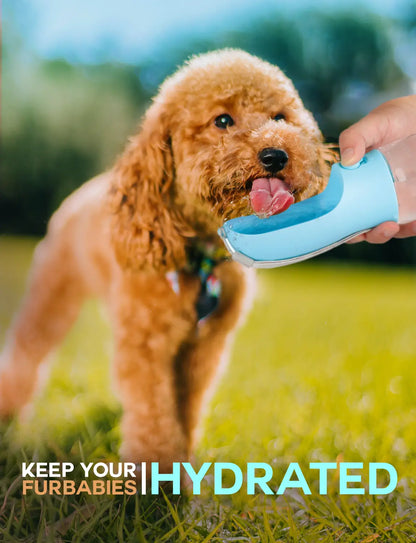 3-in-1 BPA-Free Pet Water Bottle - 20 oz Spill-Proof Design with Built-In Filtration, Food Storage, and Poop Bag Holder for Convenient Travel and Hiking Use