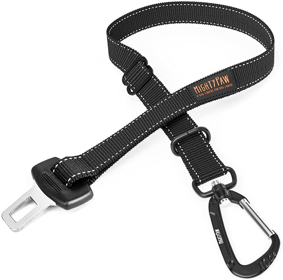 Dog Car Seat Belt | Universal Pet Safety Restraint, Crafted from Human-Grade Seatbelt Material with All-Metal Hardware and Adjustable Length. Exceeds Safety Standards for Optimal Canine Security (Black)