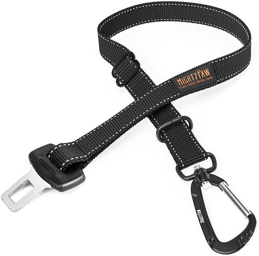 Dog Car Seat Belt | Universal Pet Safety Restraint, Crafted from Human-Grade Seatbelt Material with All-Metal Hardware and Adjustable Length. Exceeds Safety Standards for Optimal Canine Security (Black)
