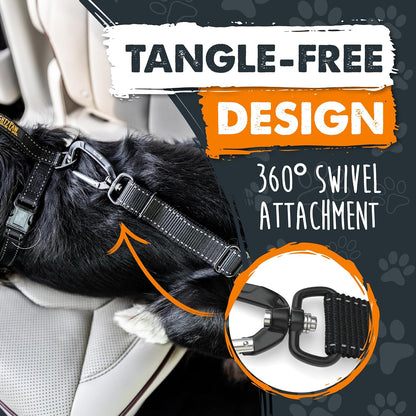 Dog Car Seat Belt | Universal Pet Safety Restraint, Crafted from Human-Grade Seatbelt Material with All-Metal Hardware and Adjustable Length. Exceeds Safety Standards for Optimal Canine Security (Black)
