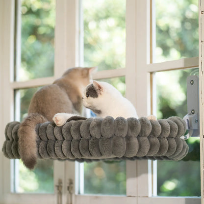 Premium Folding Cat Hammock for Windows - Cordless, Machine Washable, Durable Metal Frame with Strong Suction Cups, Ideal Cat and Small Dog Perch