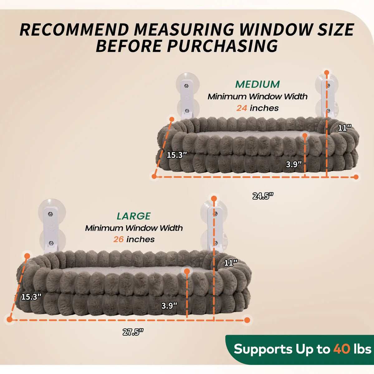 Premium Folding Cat Hammock for Windows - Cordless, Machine Washable, Durable Metal Frame with Strong Suction Cups, Ideal Cat and Small Dog Perch