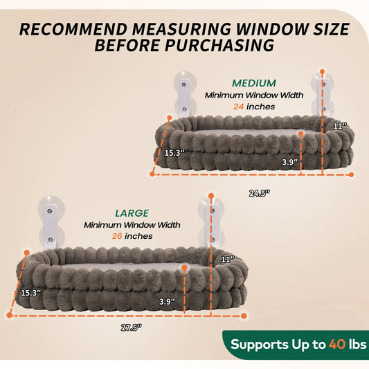 Premium Folding Cat Hammock for Windows - Cordless, Machine Washable, Durable Metal Frame with Strong Suction Cups, Ideal Cat and Small Dog Perch
