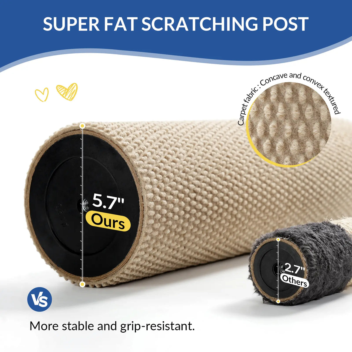 Made4Pets Indoor Cat Sisal Scratching Post - 41.73" Height, Sturdy Base, Replaceable Spring Toy, Compact Design for Nail Health