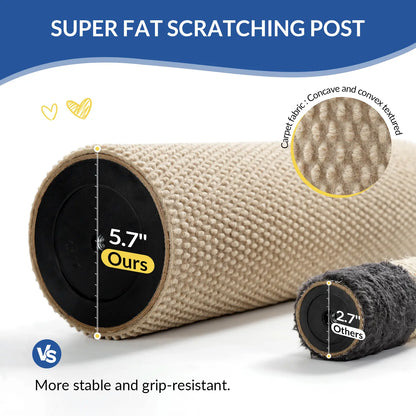 Made4Pets Indoor Cat Sisal Scratching Post - 41.73" Height, Sturdy Base, Replaceable Spring Toy, Compact Design for Nail Health