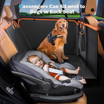 MIXJOY Waterproof Hard Bottom Dog Car Seat Cover and Folding Bed for Travel, Supports Pets up to 400 lbs