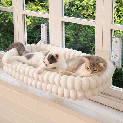 Premium Folding Cat Hammock for Windows - Cordless, Machine Washable, Durable Metal Frame with Strong Suction Cups, Ideal Cat and Small Dog Perch