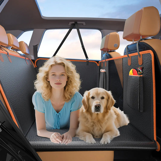 MIXJOY Waterproof Hard Bottom Dog Car Seat Cover and Folding Bed for Travel, Supports Pets up to 400 lbs