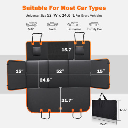 MIXJOY Waterproof Hard Bottom Dog Car Seat Cover and Folding Bed for Travel, Supports Pets up to 400 lbs