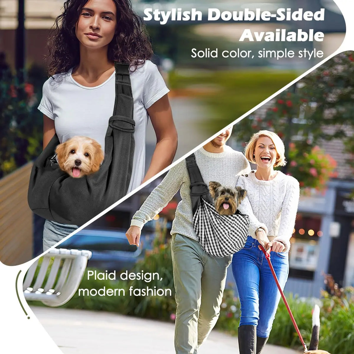 Pawaboo Pet Carrier Sling - Adjustable Padded Shoulder Strap for Small Dogs and Cats, Includes Front Zipper Pocket and Safety Belt, Machine Washable Design