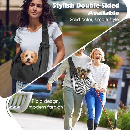 Pawaboo Pet Carrier Sling - Adjustable Padded Shoulder Strap for Small Dogs and Cats, Includes Front Zipper Pocket and Safety Belt, Machine Washable Design
