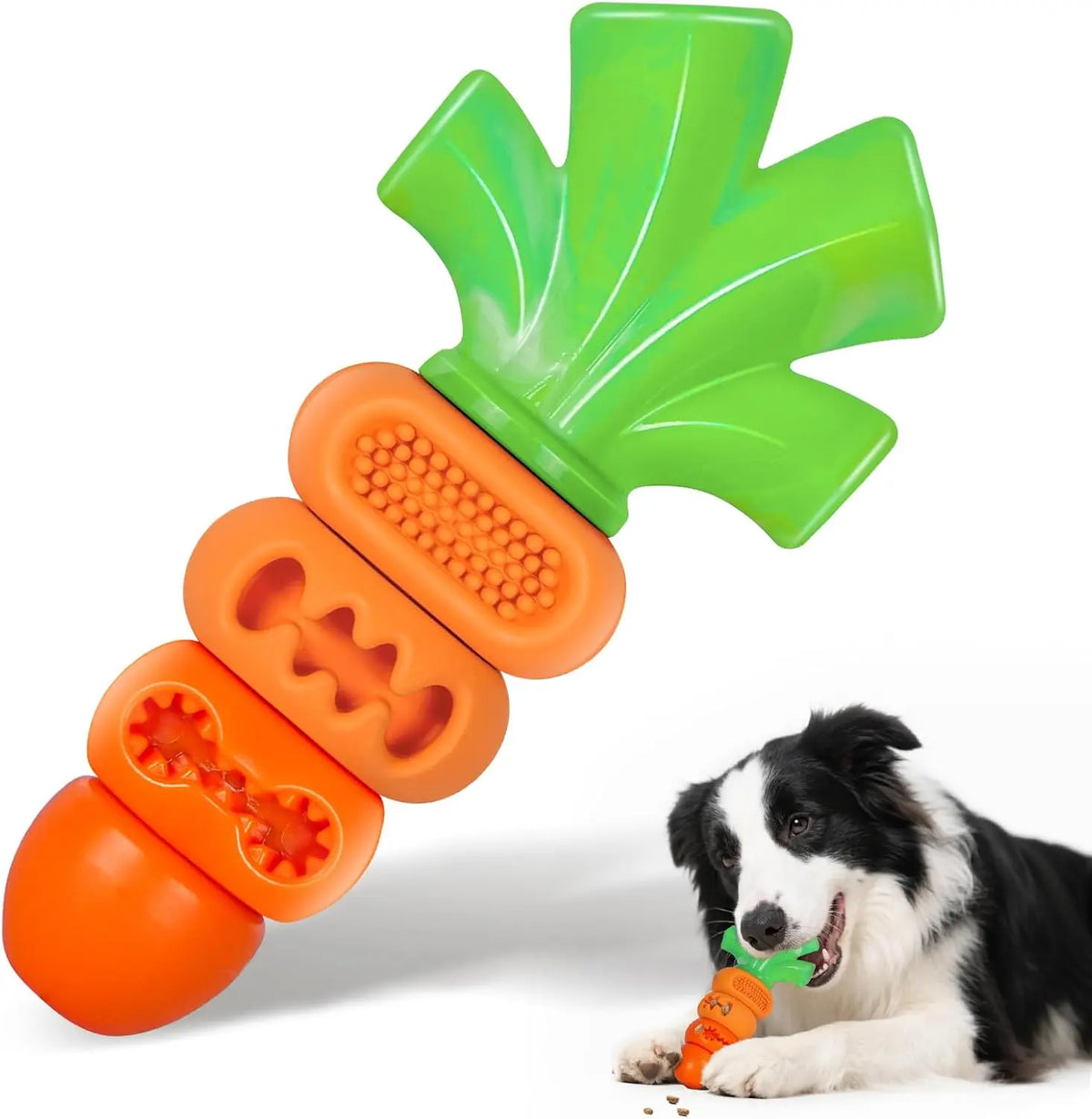 Apasiri Durable Carrot Leaf Design Dog Toys for Aggressive Chewers, Promoting Dental Health and Cognitive Engagement