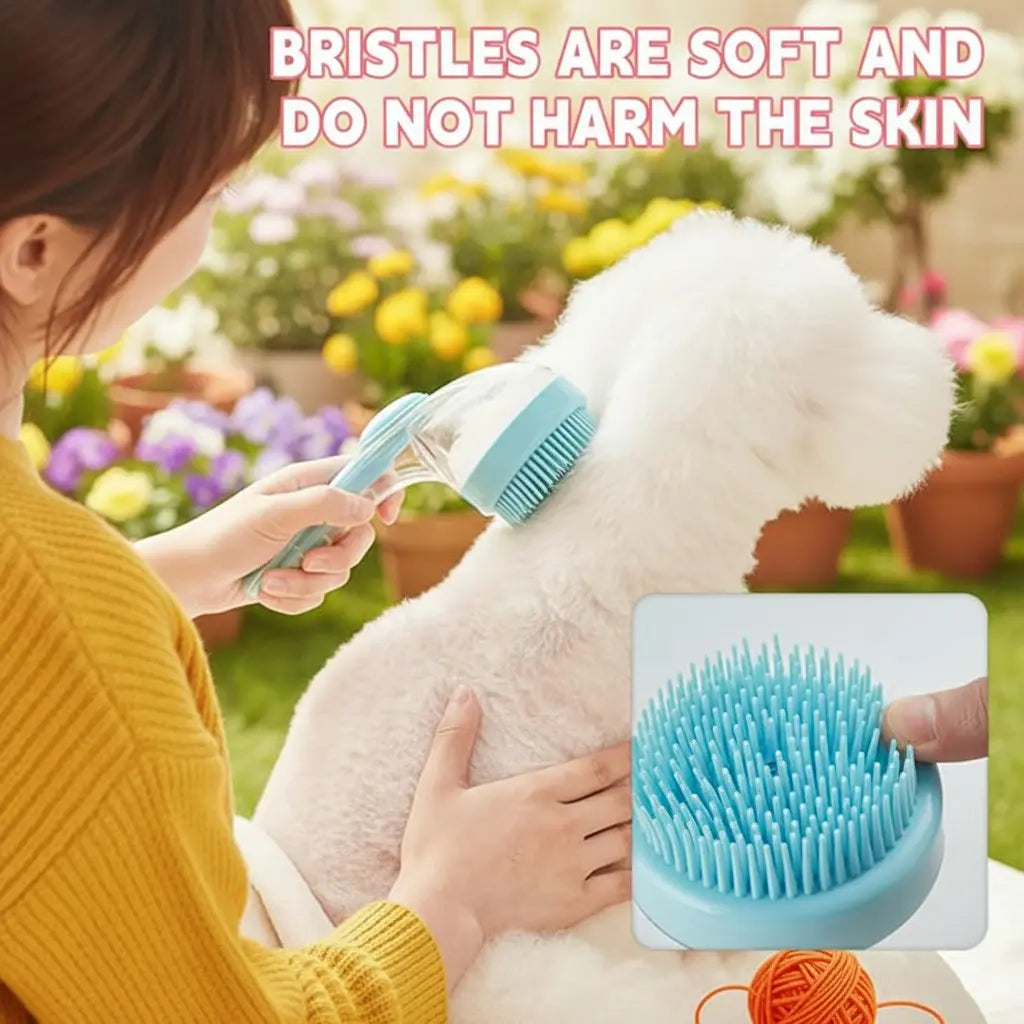 2026 2-in-1 Pet Bath and Grooming Deshedding Brush with Integrated Soap Dispenser, 8in x 3in x 4in, Gentle Massage Tool for Dogs and Cats, Enhances Hair Care and Bathing Experience, Promotes Blood Circulation