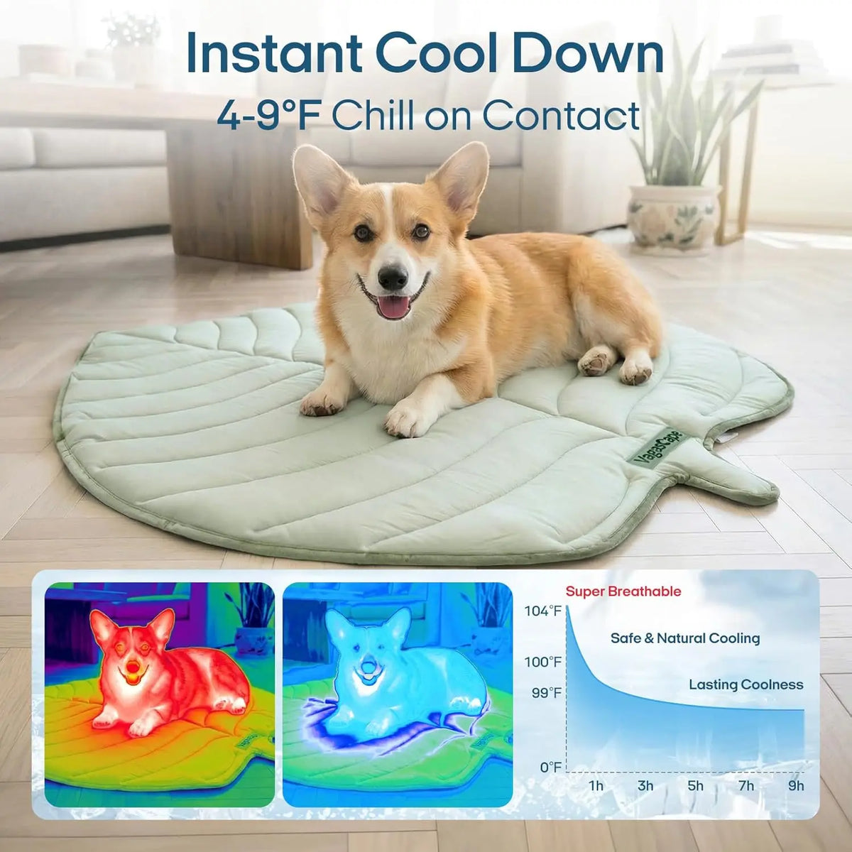 Vagascape Eco-Friendly Cooling Pet Mat for Large Dogs - Portable, Washable, and Durable Dog Bed for Camping and Outdoor Use