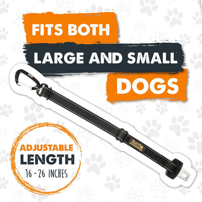 Dog Car Seat Belt | Universal Pet Safety Restraint, Crafted from Human-Grade Seatbelt Material with All-Metal Hardware and Adjustable Length. Exceeds Safety Standards for Optimal Canine Security (Black)
