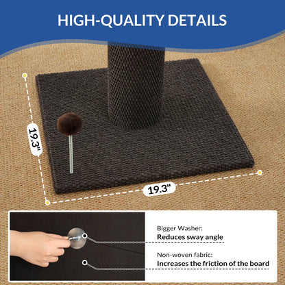 Made4Pets Indoor Cat Sisal Scratching Post - 41.73" Height, Sturdy Base, Replaceable Spring Toy, Compact Design for Nail Health