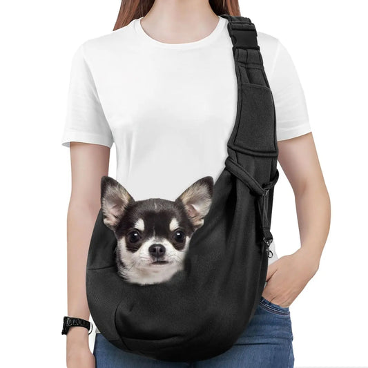Pawaboo Pet Carrier Sling - Adjustable Padded Shoulder Strap for Small Dogs and Cats, Includes Front Zipper Pocket and Safety Belt, Machine Washable Design