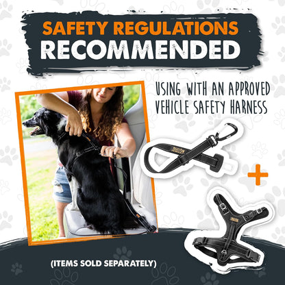Dog Car Seat Belt | Universal Pet Safety Restraint, Crafted from Human-Grade Seatbelt Material with All-Metal Hardware and Adjustable Length. Exceeds Safety Standards for Optimal Canine Security (Black)
