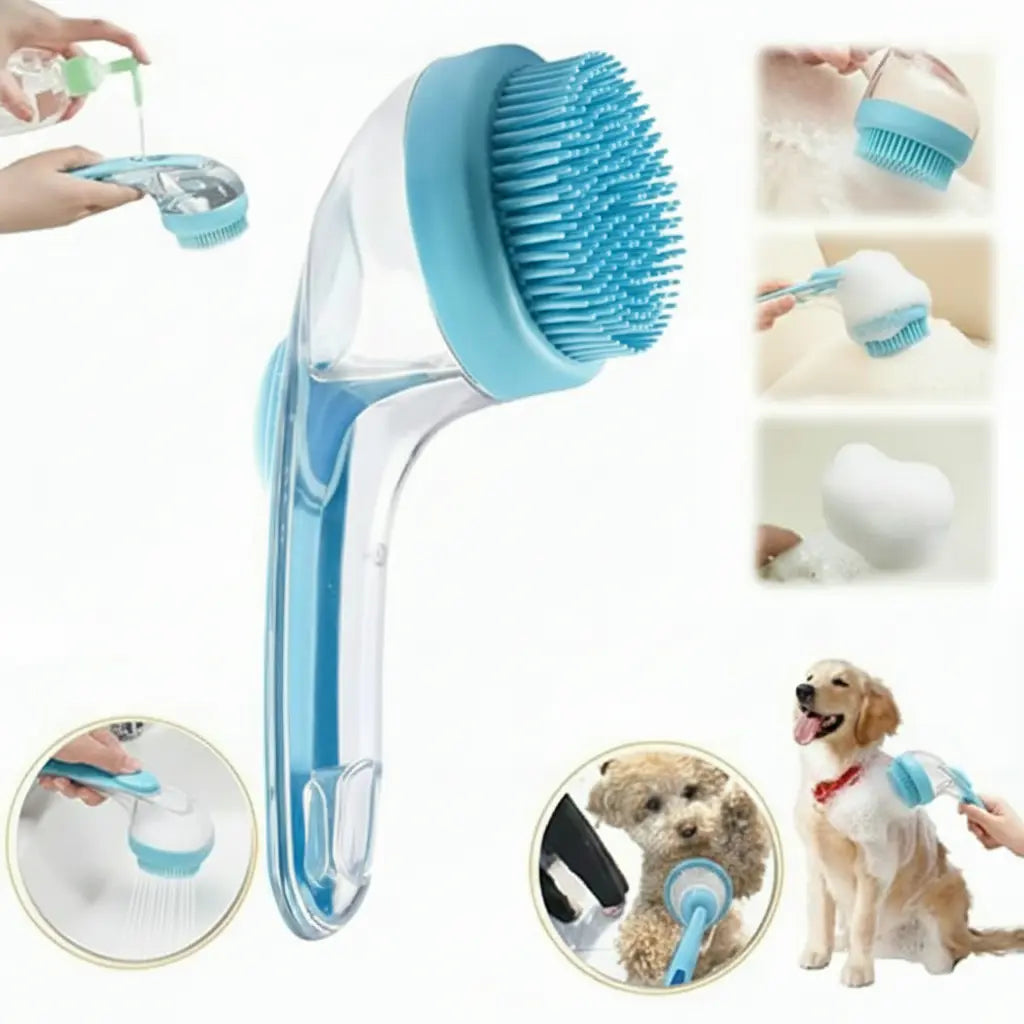 2026 2-in-1 Pet Bath and Grooming Deshedding Brush with Integrated Soap Dispenser, 8in x 3in x 4in, Gentle Massage Tool for Dogs and Cats, Enhances Hair Care and Bathing Experience, Promotes Blood Circulation
