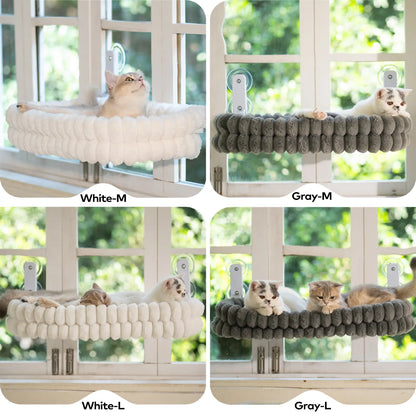 Premium Folding Cat Hammock for Windows - Cordless, Machine Washable, Durable Metal Frame with Strong Suction Cups, Ideal Cat and Small Dog Perch